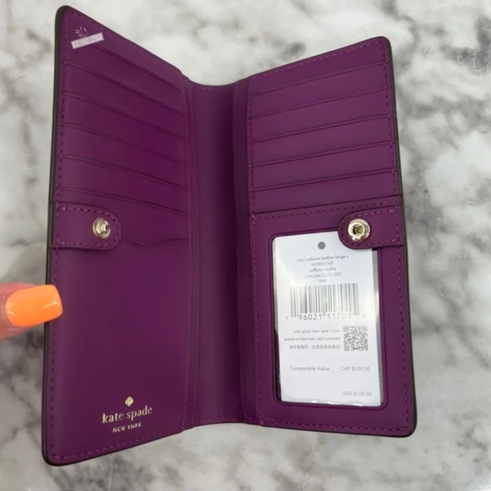 Kate Spade Staci Plum Pie Small Satchel Crossbody & Large Slim Bifold Wallet - Picture 15 of 16